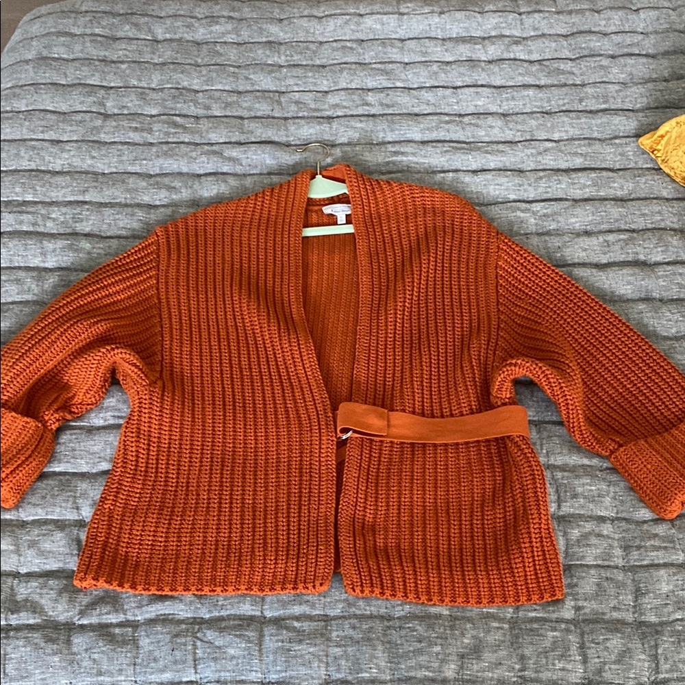& Other Stories burnt Orange Chunky Knit Cardigan